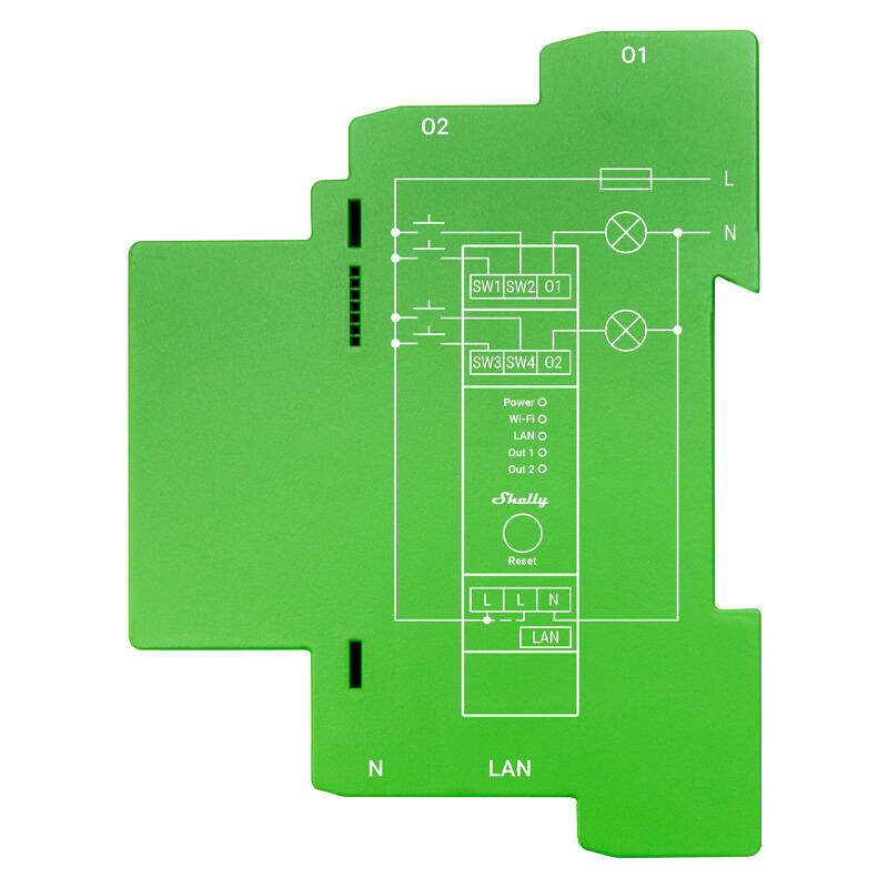 Chytrý spínač na lištu DIN Shelly Pro Dimmer, 2 kanály
