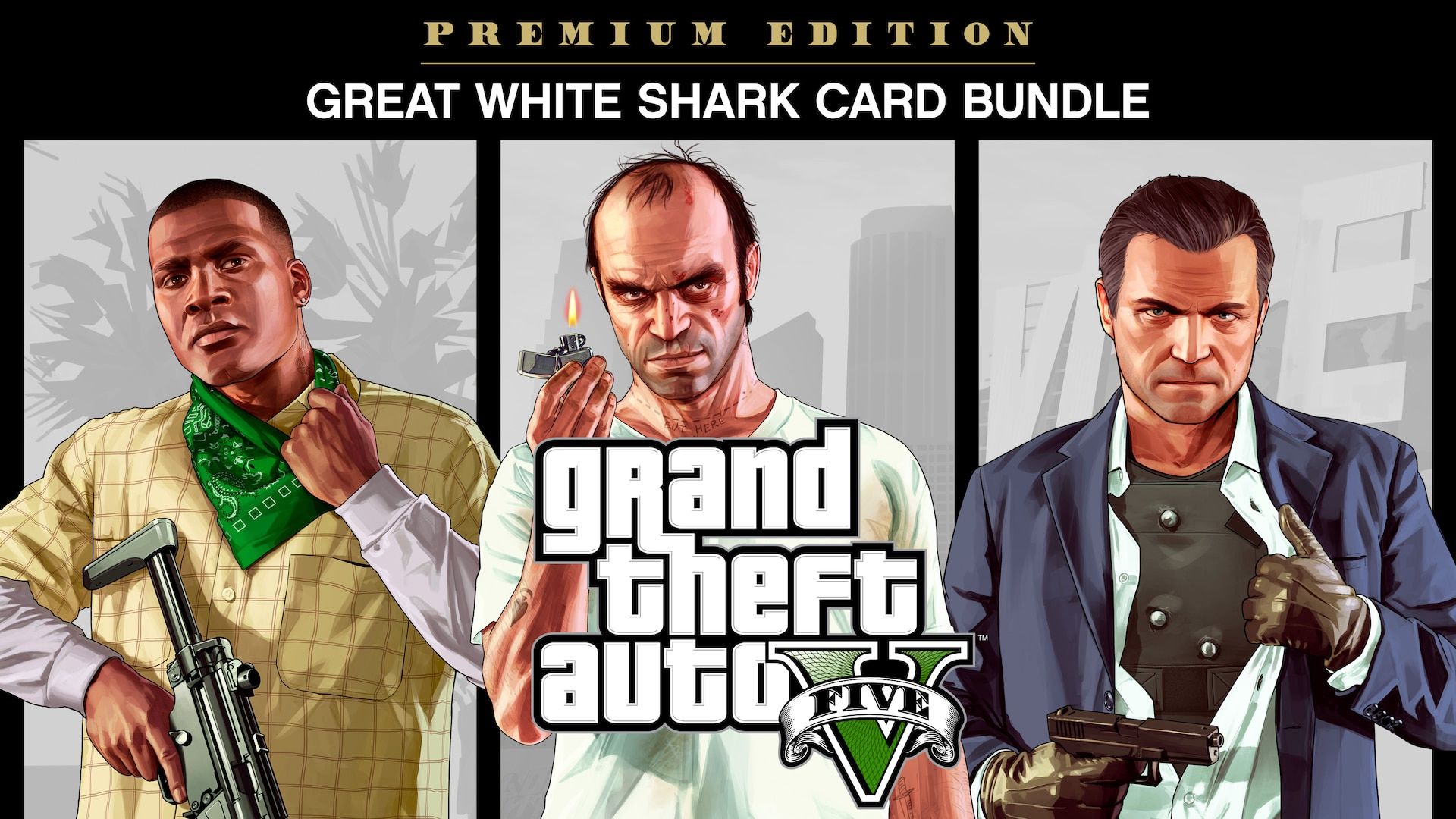 Rockstar Games Grand Theft Auto V: Premium Online Edition a balíček karet Great White Shark Xbox One, digitální verze