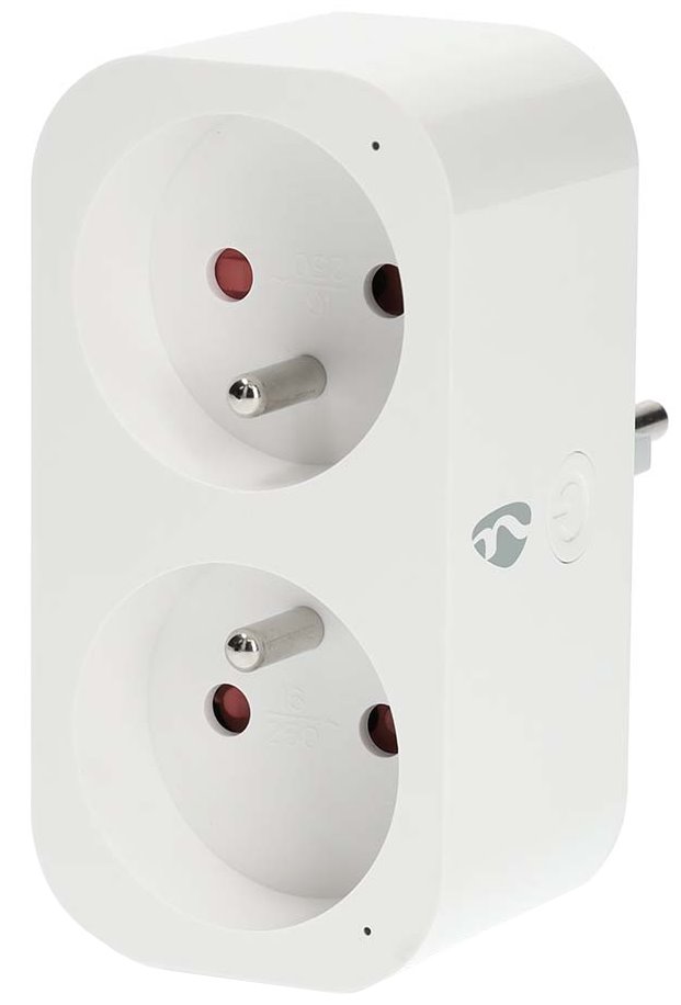 NEDIS Wi-Fi chytrá duo zásuvka/ 16A/ francouzský typ E/ IP21/ měřič výkonu/ Android/ iOS/ Nedis® SmartLife/ bílá