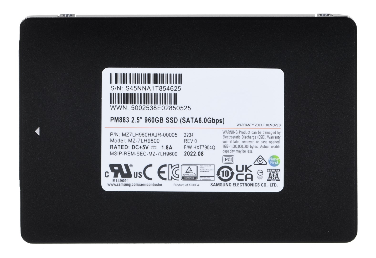 SSD Samsung PM883 960GB SATA 2.5  MZ7LH960HAJR-00005 (DWPD 1.3)