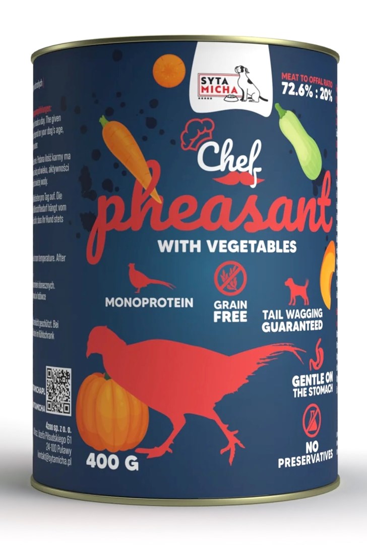 SYTA MICHA Chef Bažant se zeleninou - mokré krmivo pro psy - 400g