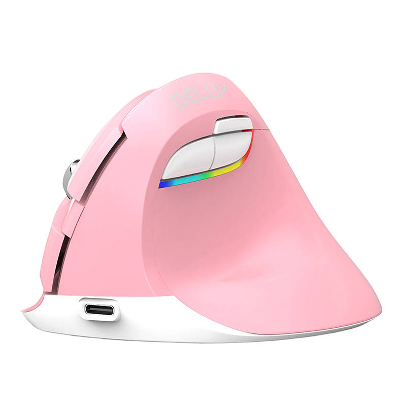 Bezdrôtová vertikálna myš Delux M618Mini DB BT+2.4G 2400DPI (ružová)