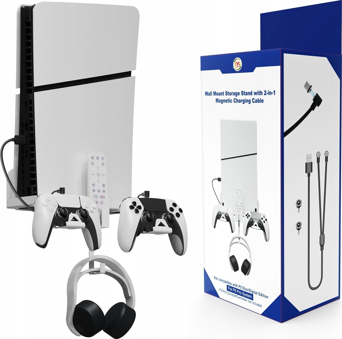 JYS nástěnný věšák + kabel 2v1 pro Sony Playstation 5 PS5 Slim / Jys-p5177