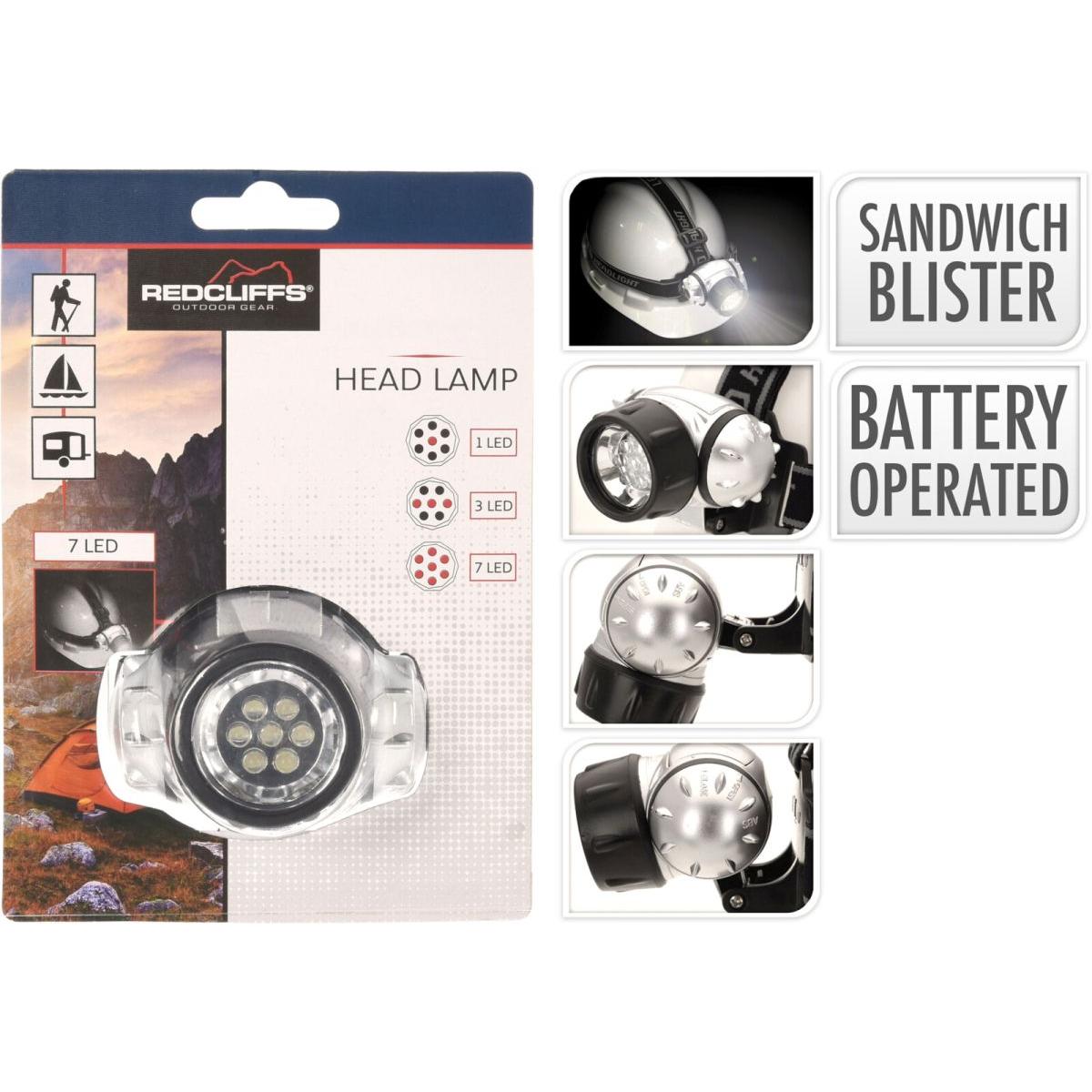 Čelovka Redcliffs TURISTICKÁ ČELOVÁ LAMPA 7 LED REDCLIFFS