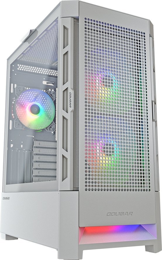 COUGAR Airface RGB White | PC Case | Mid Tower / Mesh Front Panel / 2 x 140mm ARGB Fans / 1x 120mm ARGB Fan / TG Le