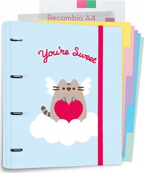Pusheen šanón - šanón A4 z kolekcie Purrfect Love so stránkami (4 krúžky, gumička)