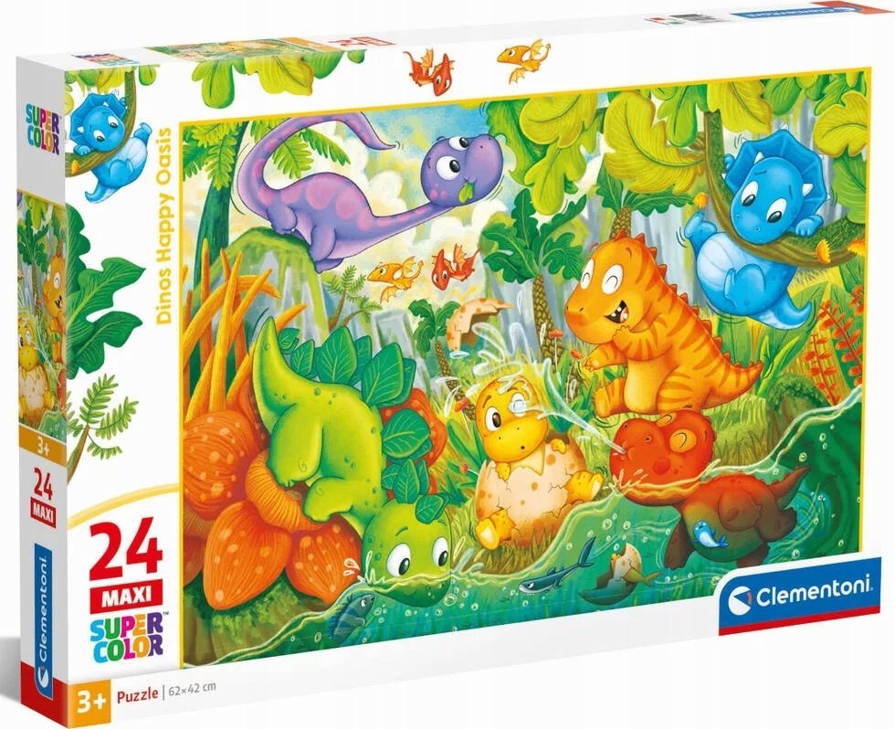 Clementoni - Puzzle 24 Šťastná oáza dinosaurů MAXI