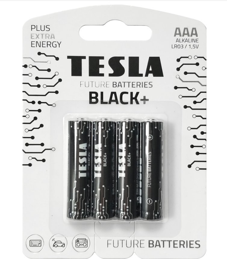 Tesla AAA BLACK+ alkalická, 4 ks