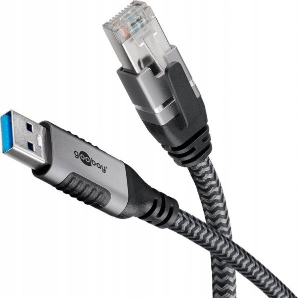 goobay Ethernetový kabel USB-A 3.2 Gen1 samec > RJ-45 samec, LAN adaptér