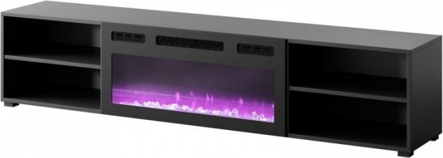 RTV skříň POLO 180x33x39 černá + krb černá