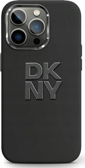 DKNY Tekuté silikónové kovové logo DKNY – púzdro iPhone 15 Pro Max (čierne)