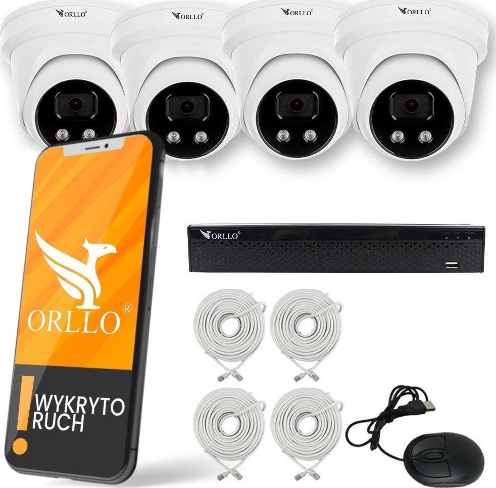 Sada pro monitorování rekordéru ORLLO 4 PoE kamery ORLLO ECO DOME