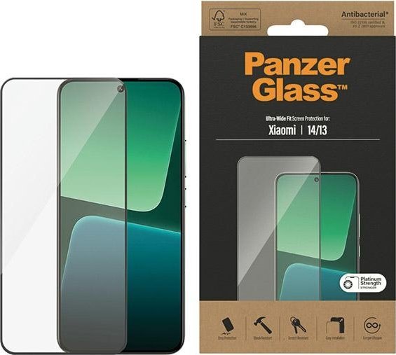 PanzerGlass - Ochrana obrazovky pro mobilní telefon - ultra široký tvar - sklo - barva rámu černá - pro Xiaomi 13