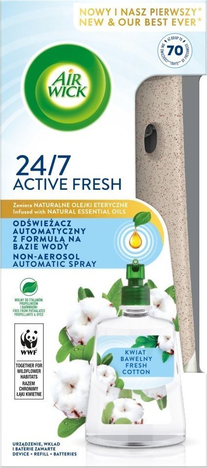 Air Wick Automatický osvěžovač vzduchu Air Wick Active Fresh s vodní bázi a náplní Bavlníkový květ 228 ml