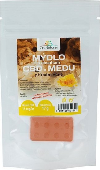 Dr. Prírodné mydlo mydla s CBD a medom, 17G, prírodné, s antioxidantmi, Dr. Prírodné