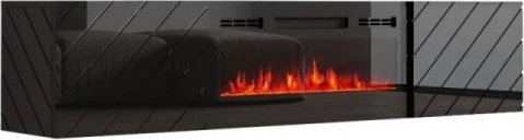 Skříň RTV LUXE 182,6x34,5x37,5 černá/černý lesk + černý krb