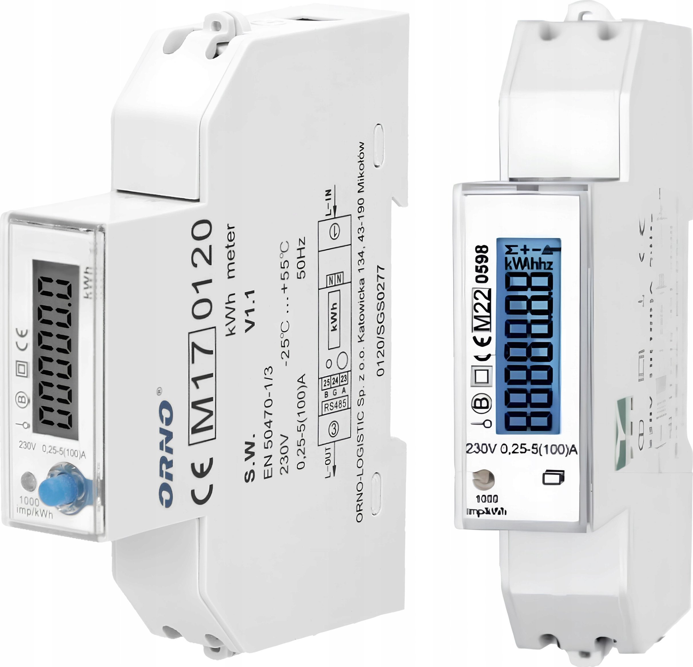 Orno elektromer OR-WE-524 1-fáz. 100A MID 1 DIN TH-35mm FV modul