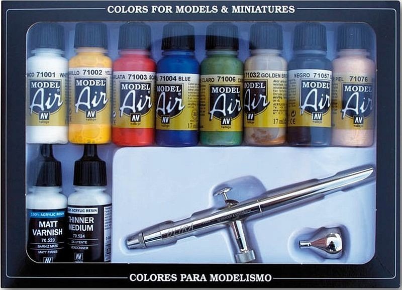 Vallejo : Model Air - Airbrush + základné farby 10x 17 mm