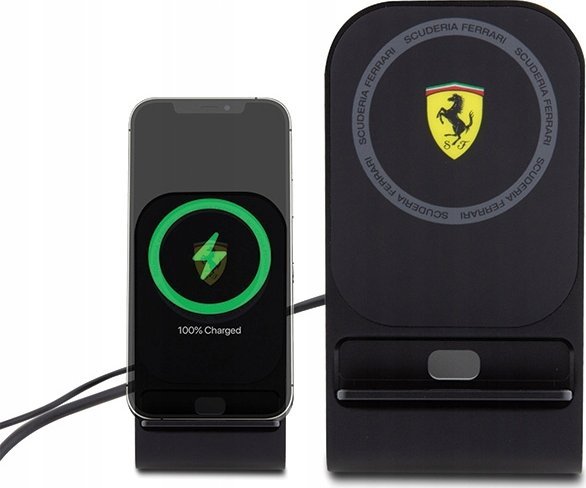 Stolní nabíječka Ferrari Ferrari MagSafe se stojanem - MagSafe 15W indukční nabíječka na stůl (černá)
