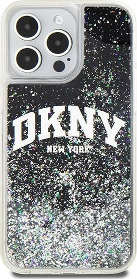 Veľké logo DKNY Liquid Glitter – púzdro na iPhone 13 Pro Max (čierne)