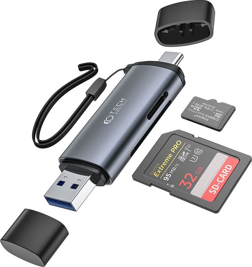 Tech-Protect Čtečka karet Čtečka karet Tech-Protect Ultraboost SD/microSD šedá