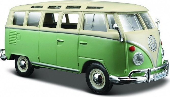 Maisto Volkswagen Van Samba kompozitový model béžovo-zelený