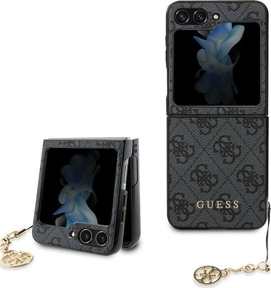 Guess Pouzdro Guess GUHCZF5GF4GGR pro Samsung Galaxy Z Flip 5, pevné pouzdro 4G, kolekce přívěsků, šedé