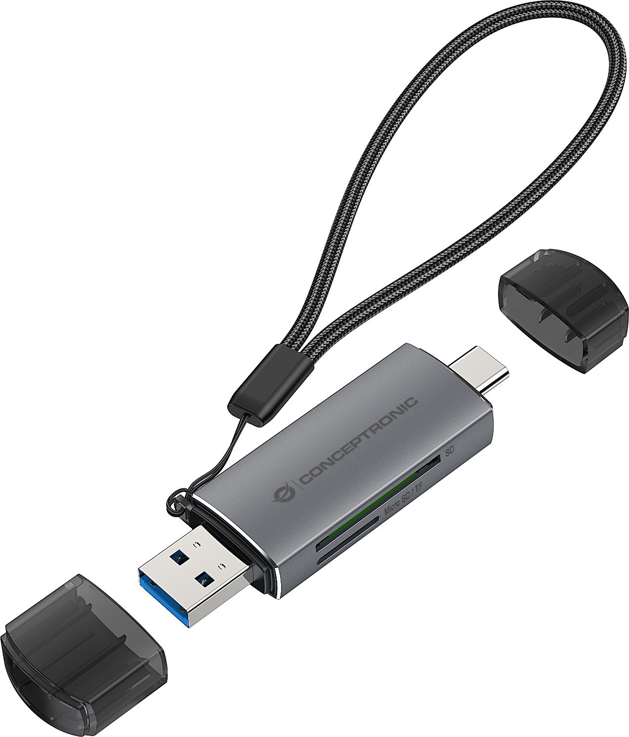 Conceptronic CONCEPTRONIC Čtečka karet USB-C/USB-A -> Micro SD/TF sw