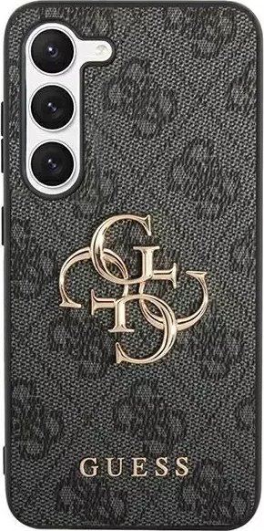 Guess Pouzdro Guess GUHCS24M4GMGGR pro Samsung Galaxy S24+ Plus, pevné pouzdro 4G s velkým kovovým logem, černé/černé