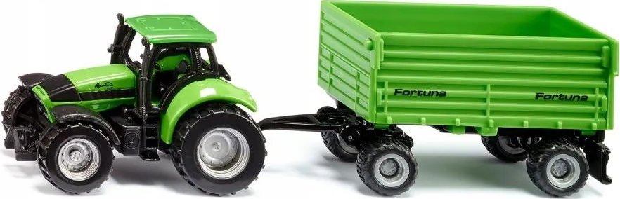 Siku Traktor Deutz-Fahr s dvounápravovým přívěsem Fortuna