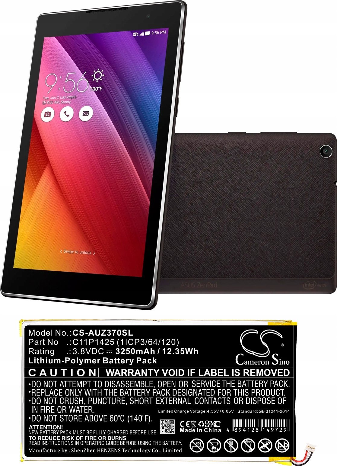 Cameron Sino dobíjacia batéria typ 0b200-01510100 C11p1425 pre Asus Zenpad 7.0 Z370 M700 / Cs-auz370sl