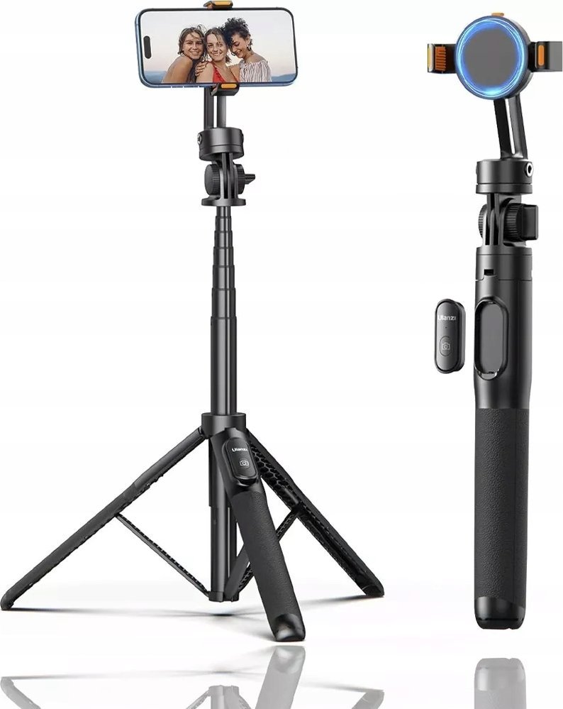 Selfie tyč Ulanzi Tripod Selfie Stick Statív Bluetooth diaľkové ovládanie Monopod vysoký 160cm magnetický integrovaný držiak telefónu / Ulanzi / Sk-05