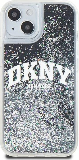 DKNY tekuté trblietavé veľké logo – púzdro na iPhone 15 Plus / 14 Plus (čierne)