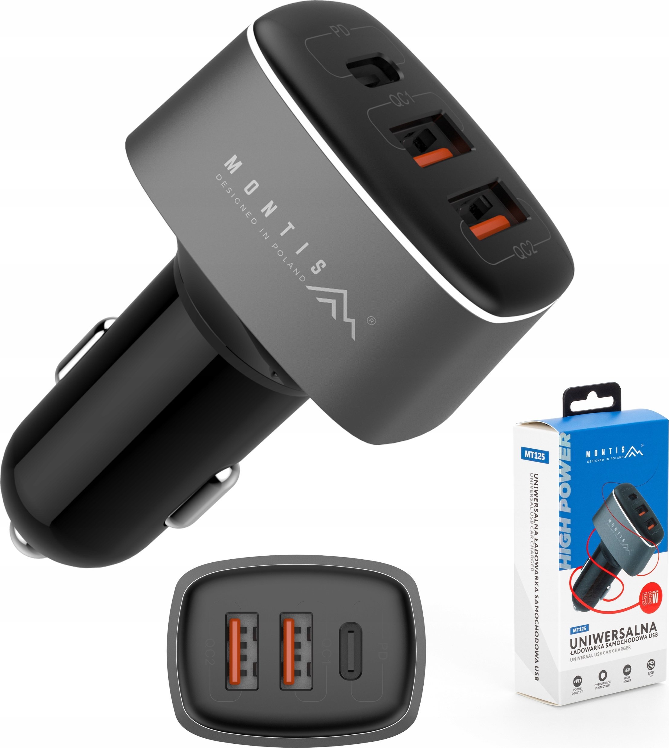 Montis autonabíječka 2x USB typu A + USB typu C 56W MT125 Montis