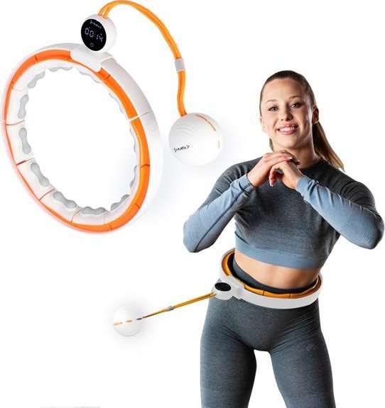 HMS HHM21 HULA HOP BÍLÁ/ORANŽOVÁ S MAGNETY, TPE PUBS A HMOTNOSTÍ + HMS POČÍTADLO