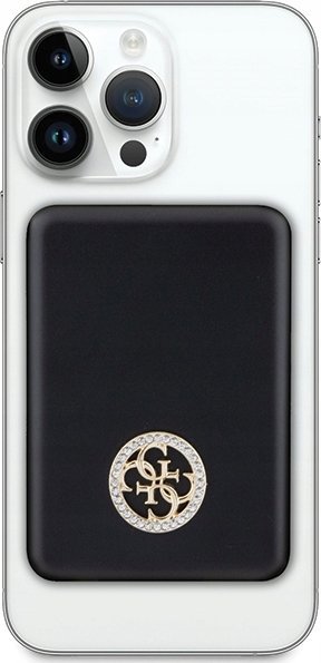 Powerbank Guess Indukčný Powerbank 15W GUPBM5AL4DMK 5000mAh čierna/čierna MagSafe 4G Strassed Metal Logo