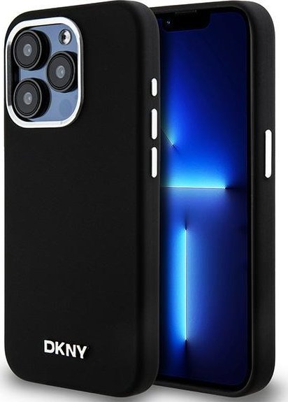 DKNY tekutý silikón s malým kovovým logom MagSafe – púzdro na iPhone 14 Pro (čierne)