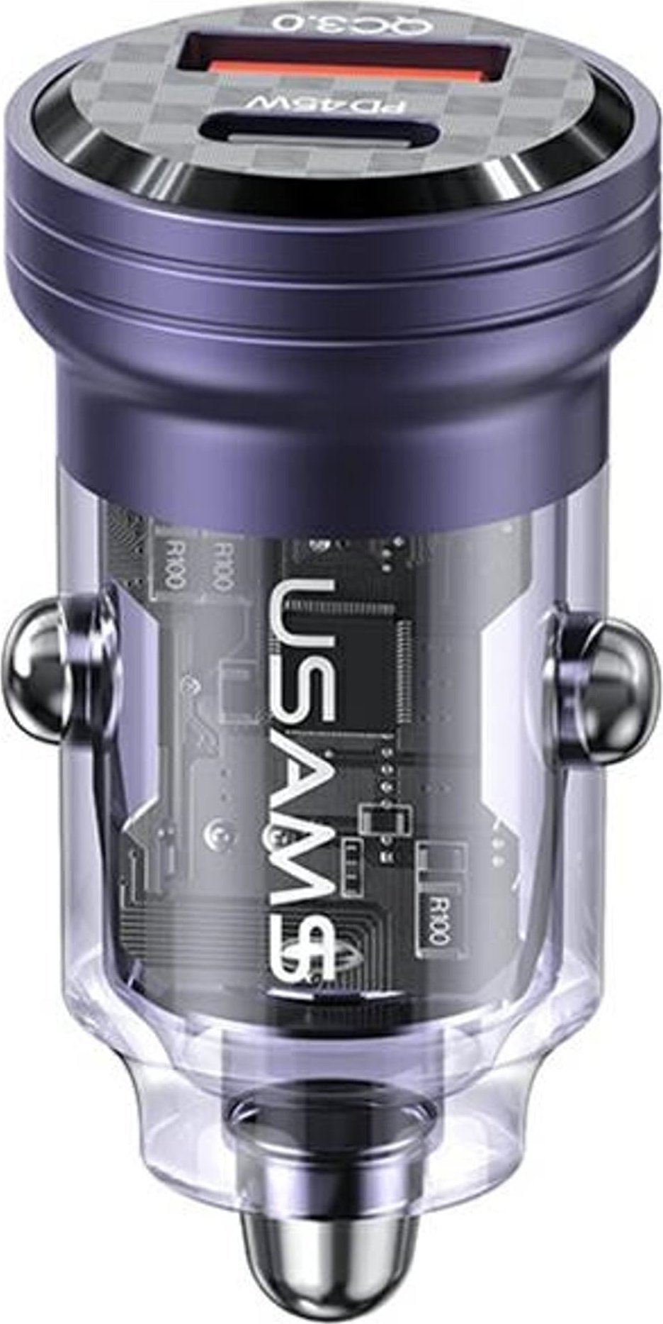 Usams Nabíječka USAMS C35 do auta USB-A+USB-C 45W rychlé nabíjení fialová/fialová (US-CC175)