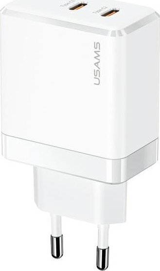 Usams Nabíječka USAMS 2xUSB-C T54 40W PD Fast Charging bílá (US-CC172)