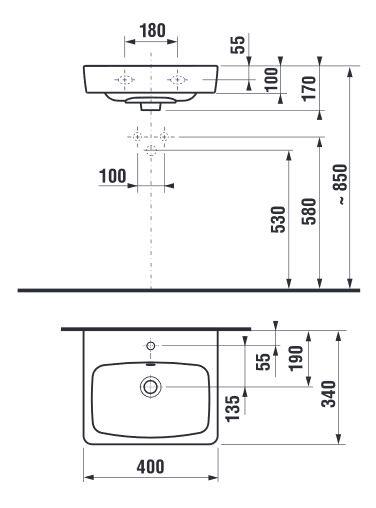 Umyvadlo JIKA LYRA PLUS H815380, 400×340 mm