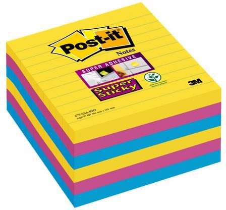 Post-it Pad SUPER STICKY 675-SS6RIO-EU s podšívkou, paleta RIO DE JANEIRO, 101x101mm, 6x90 listů (3M0258)