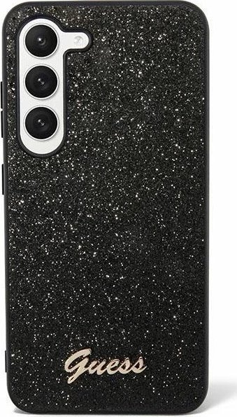 Guess Pouzdro Guess GUHCS24LHGGSHK pro Samsung Galaxy S24 Ultra s třpytivým písmem, černé/černé