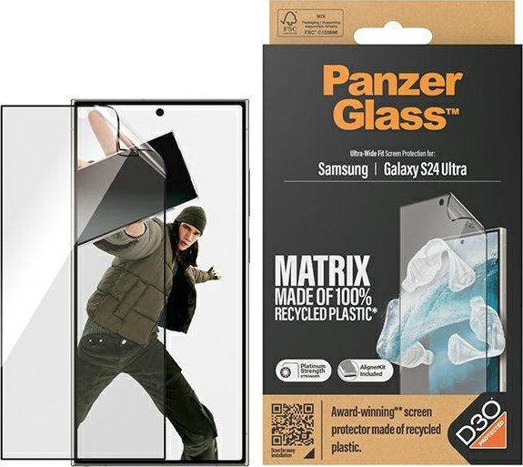 PanzerGlass  Ultra-Wide Fit Sam S24 Ultra S928 D3O Matrix Screen Protection 7355 s aplikátorem