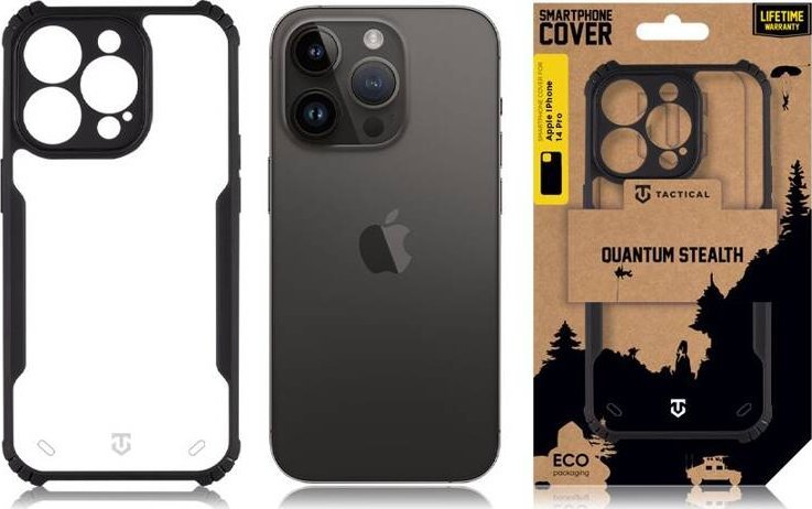 Tactical Quantum Stealth Kryt pro Apple iPhone 14 Pro Clear/Black