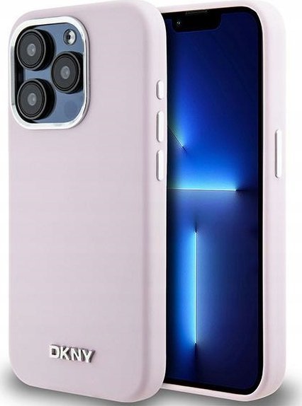 DKNY tekutý silikón s malým kovovým logom MagSafe – púzdro na iPhone 14 Pro (ružové)