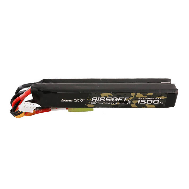Gens ace 25C 1500mAh 3S1P 11.1V Nunchuck 2X Airsoft Gun Lipo batéria s mini Tamiya konektorom