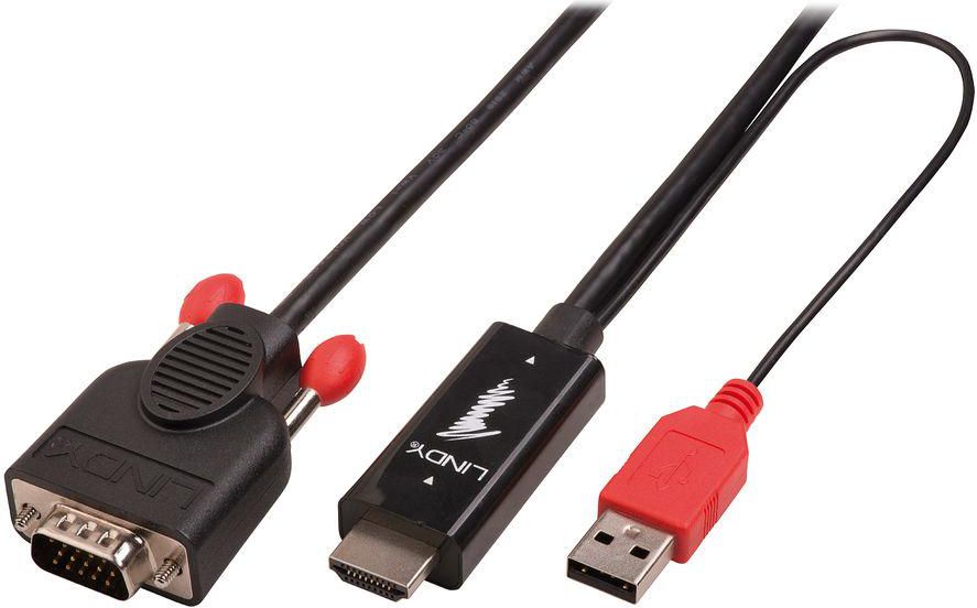 Lindy HDMI kabel – D-Sub (VGA) + USB-A 3m černý (41457)