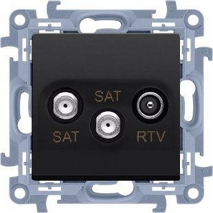 Kontakt-Simon Dvojitá satelitní anténní zásuvka SAT-SAT-RTV (modul), 1x vstup: 5 MHz-2,4 GHz, matná černá, SIMON10