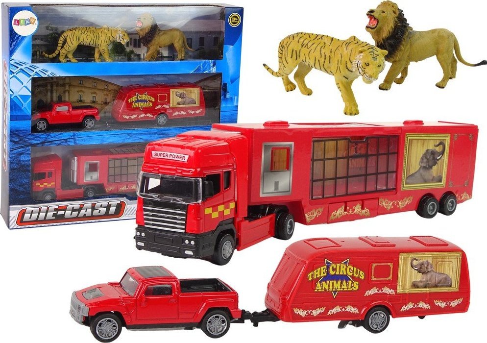 Cirkus LeanToys Nákladní automobil Transportér zvířat Pick-up Trailer Lion Tiger
