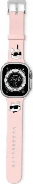Karl Lagerfeld Řemínek Karl Lagerfeld KLAWLSLKCNP pro Apple Watch 4/5/6/7/8/9/SE/Ultra 42/44/45/49mm řemínek 3D gumové hlavy Karl&Choupette růžová/růžová